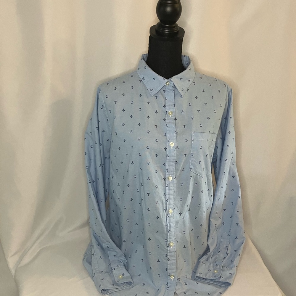 Women's 100% Cotton shirt with dark blue anchors